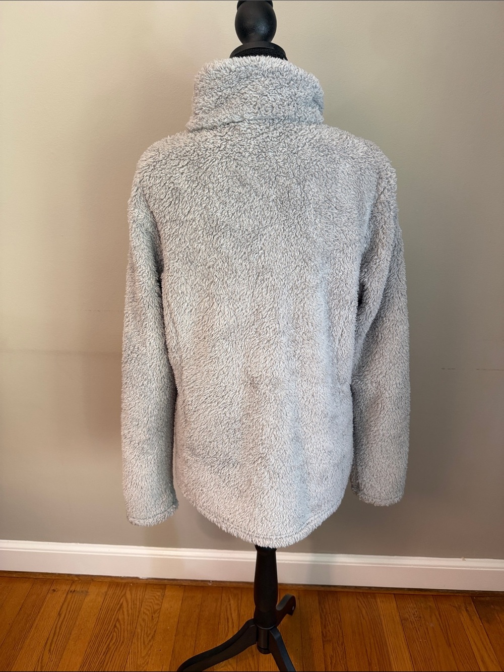 Patagonia Women’s Large Gray High-Pile Fleece Quarter Zip Pullover Sherpa Jacket - Picture 5 of 6